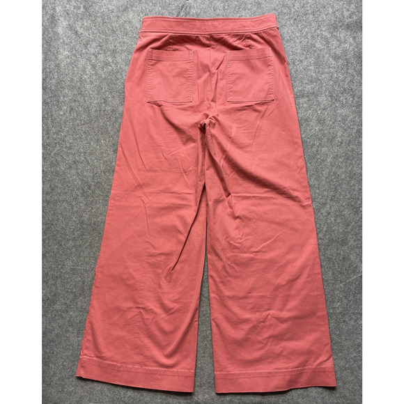 LOFT Pants Womens 8 Coral Sailor Wide Leg High Rise Button Front Chino - Picture 13 of 16